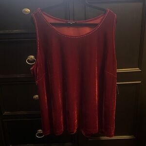 John Mark Deep Red Velvet Tank Top